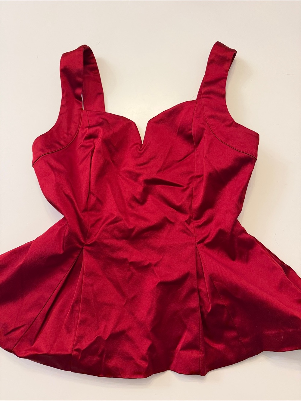 White House Black Market Red Satin Peplum Bustier Top